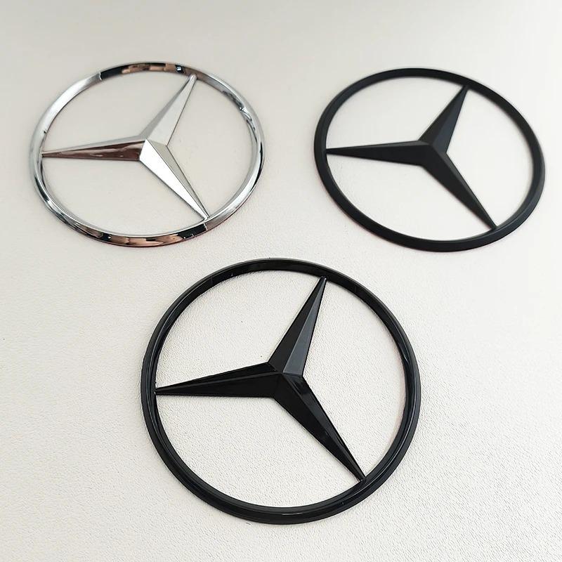 90mm ABS Chrome Black Logo Mercedes Emblem Rear Star Badge For Mercedes Benz W203 W206 W212 X253 W167 W166 W247 C E GLA GLC GLE