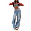Spring Summer Autumn Women's Jeans Vintage Long Wide Leg Pants Loose Wide Leg Jeans High Waist Trousers