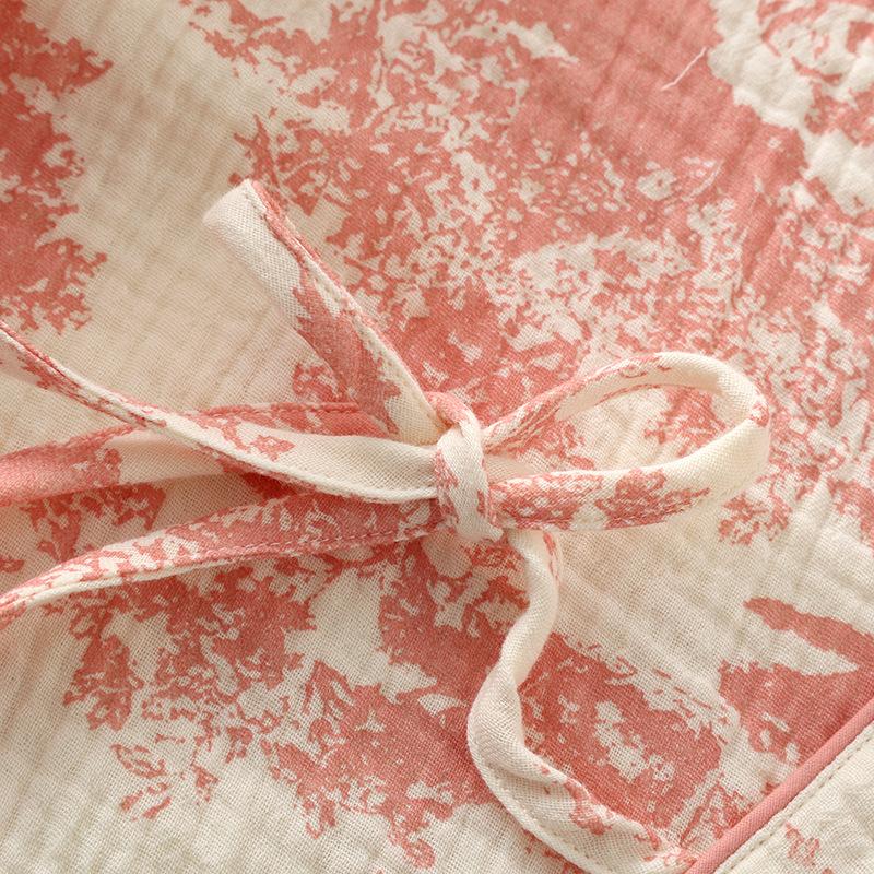 Весна/осень Пижама в китайском стиле для женщин Хлопковая марля Шнуровка Длинные рукава Брюки Элегантная Домашняя Одежда Кимоно Домашняя Одежда