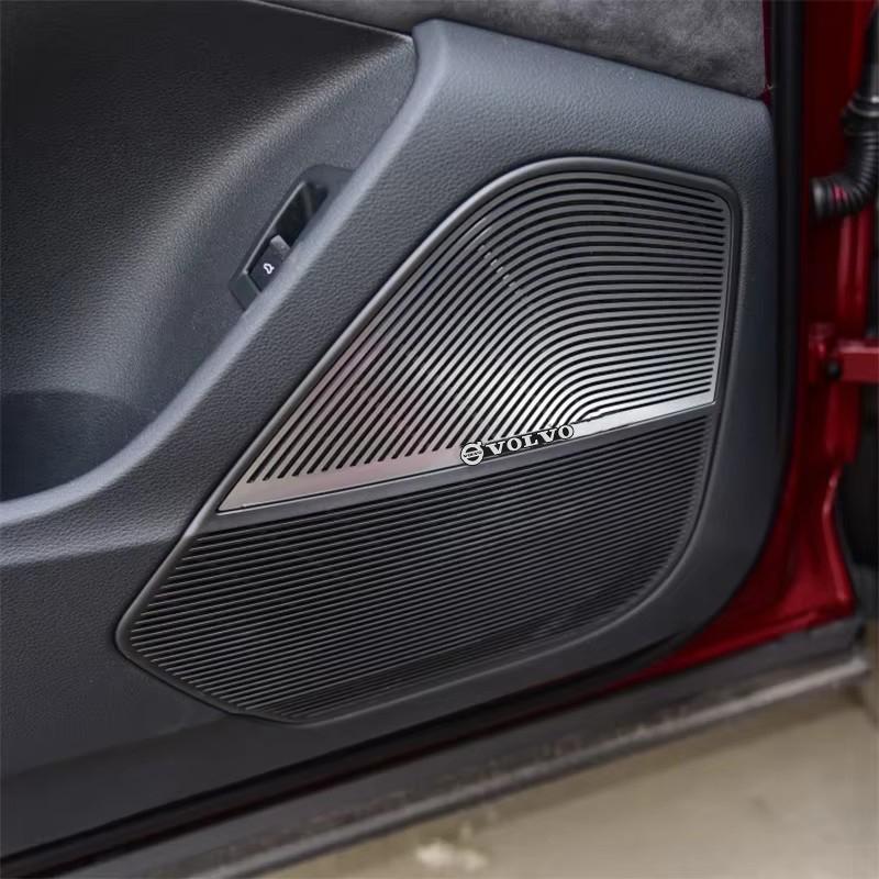mrjvb7 4Pcs Aluminium Speaker Emblem Audio Car 3D Sticker Accessories For Volvo XC90 V90 V60 XC60 V40 S80 S60 S90 C40 XC40 V70 XC70 C30