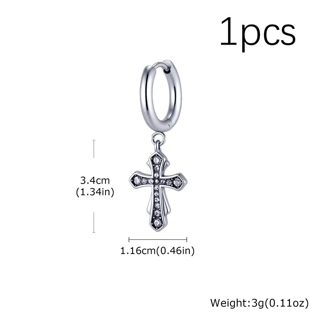 High Quality Cross Hoop Earring for Men,Hypoallergenic Stainless Steel Cross Charms Pierced Earring,Hip Hop Trendy Jewelry