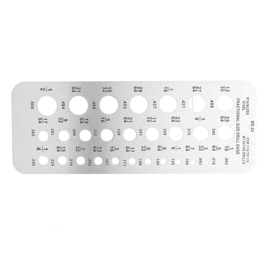 Stainless Steel Drill Gauge for 116 Inch To 12 Inch Size Bits 1764‑12 0.062‑0.250 Bolt 29 Holes