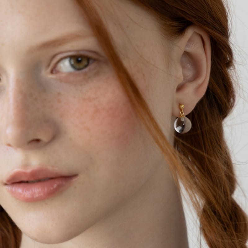 TATIANA (925 Silver) Clear Ball Drop Earrings EC3233