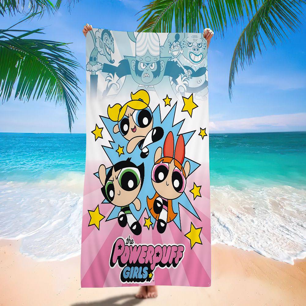 P-Powerpuff Аниме G-Девочки Банное полотенце Микрофибра Мягкое Впитывающее Дышащее Для Девочек Детей Декоративное Мультяшное Пляжное полотенце