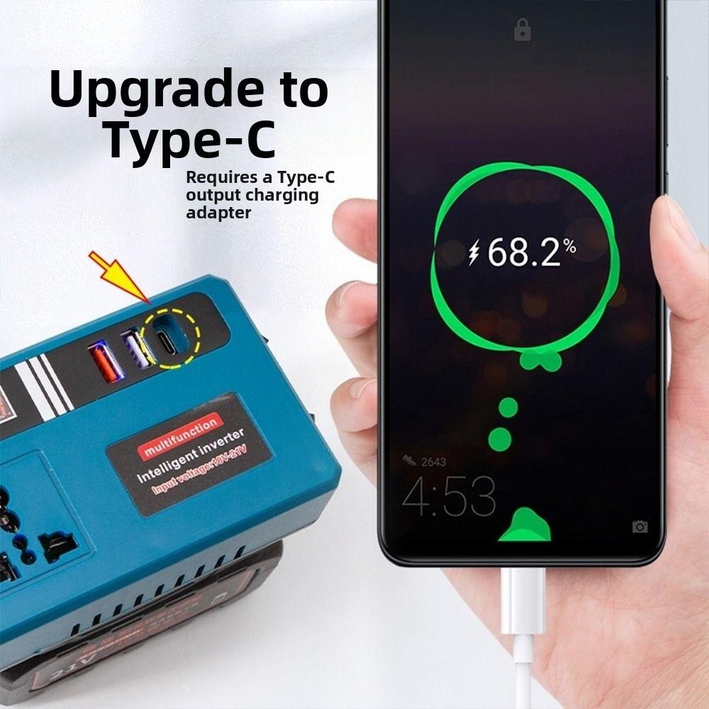 Инвертор питания от аккумулятора DC 21V к AC 180V-220V для аккумулятора Makita 18V Адаптер-инвертор для аккумулятора