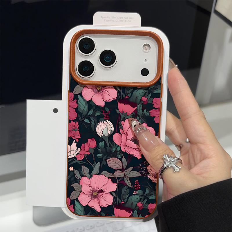 Чехол для телефона из ТПУ с текстурой кожи для iPhone 17 17e 16e 16 15 Pro Max 14 13 Pro Max 11, масляная живопись, цветок, мягкая силиконовая задняя крышка