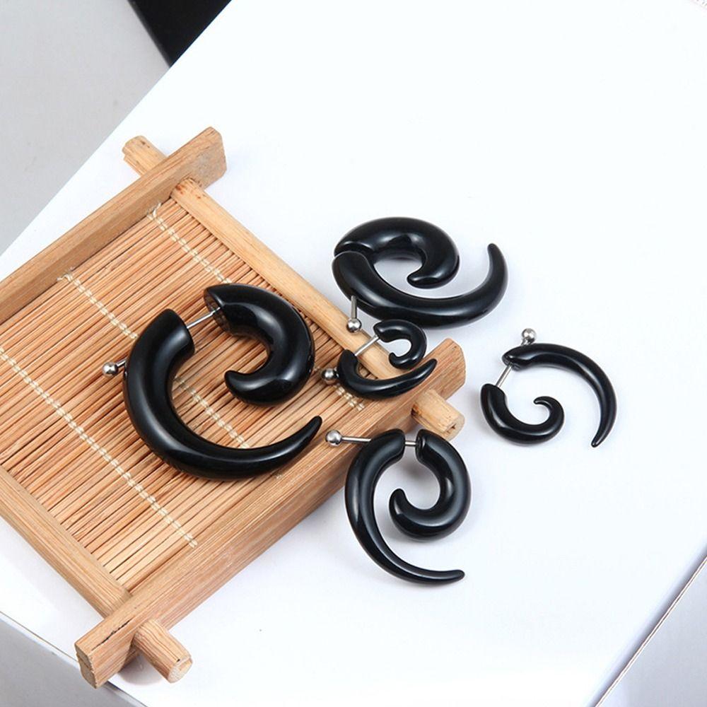 Design Trendy Bull Horn Acrylic Women Hoop Earring Men Earrings Stud Earrings Korean Style Earrings