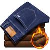 Plus Size Winter Men 'S Warm Jeans Classic Style Business Fleece Thick Stretch Denim Trousers Male Brand Black Blue 