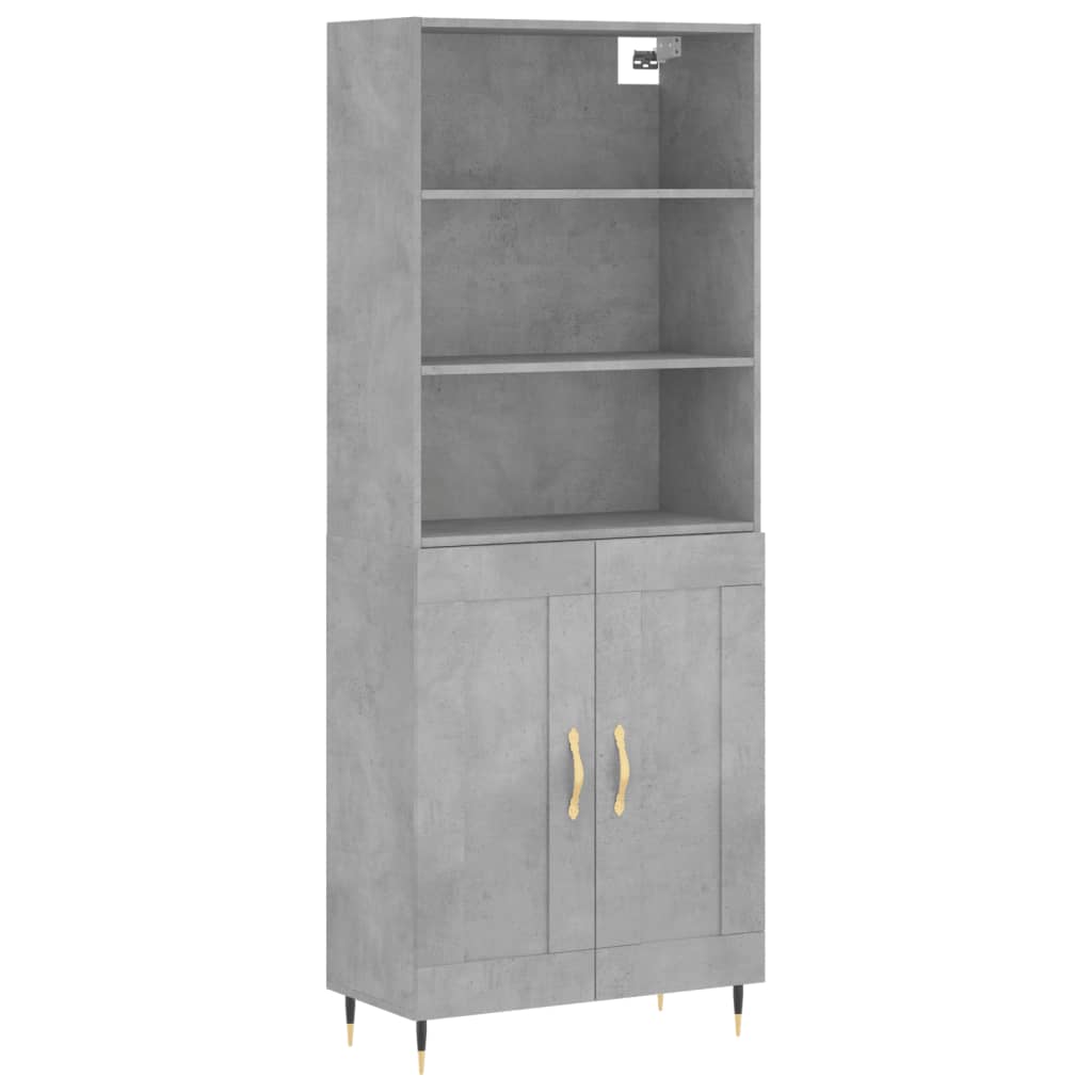 Vidaxl Witrynka, Szarość Betonu 69,5X34X180 Cm Materiał Drewnopochodny