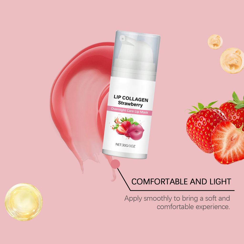 Клубничная увлажняющая ночная маска для губ Ночная маска для губ Увлажняющий бальзам для губ Отшелушивает клетки кожи и разглаживает морщины на губах(1шт