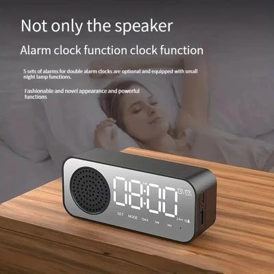 Беспроводное Bluetooth Аудио Офисный Будильник, Мини Светодиодные Зеркальные Цифровые Часы, Динамик для Мобильного Телефона, Стерео Аудио, FM Радио