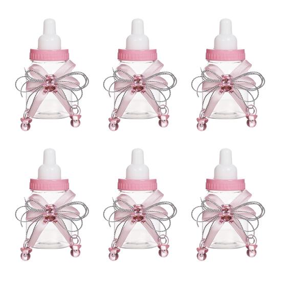 1/6/12 шт. Мини-конфетница в виде бутылочки молока с мишкой из страз и бантом из ленты, для сладостей и угощений, банка для хранения, сувениры для вечеринки в честь рождения ребенка