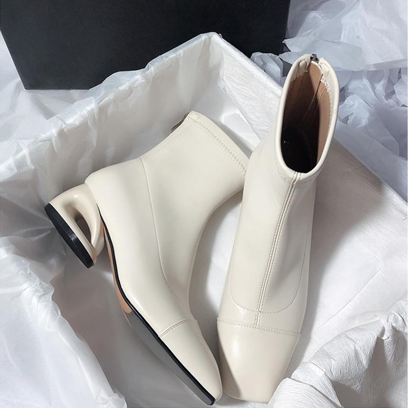 Fashion Ankle Boots for Women Square Toe Fashion Dress Heeled Shoes Winter Designer Woman Goth Boots 2025 New Chelsea Botas Para Mujer