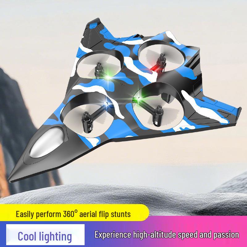 Drop-Resistant Four-Axis Remote Control Drone - Fighter Jet Design, Fixed-Height Flip Function, Children's Toy Aircraft.