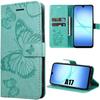 Protective Case - BOOLING - for Samsung Galaxy A17 4G/5G - Shockproof Leather Effect Green Butterfly Pattern
