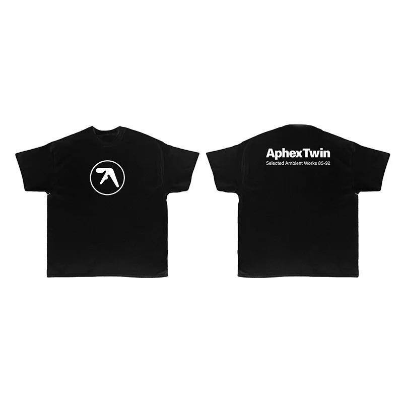 Летняя футболка 2026 Aphex Twin Хлопок Оверсайз Модная футболка с коротким рукавом Топы Мужские Женские Футболка Y2k Уличная одежда Харадзюку Одежда