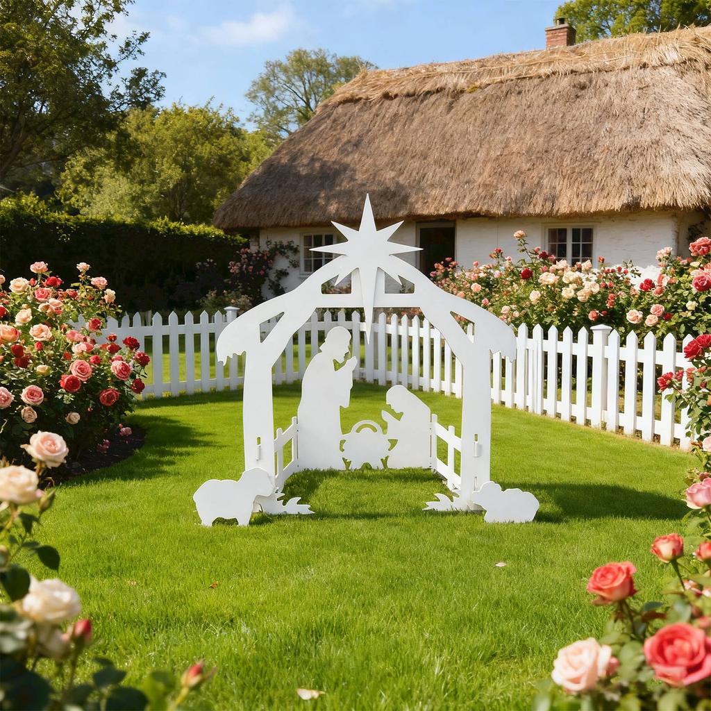 Рождественское украшение для патио - 28-дюймовая уличная сцена Рождества - ПВХ, подходит для реквизита для уличного украшения