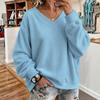 Women S V Neck Long Sleeve Loose Fit Fleece Casual Sweatshirt