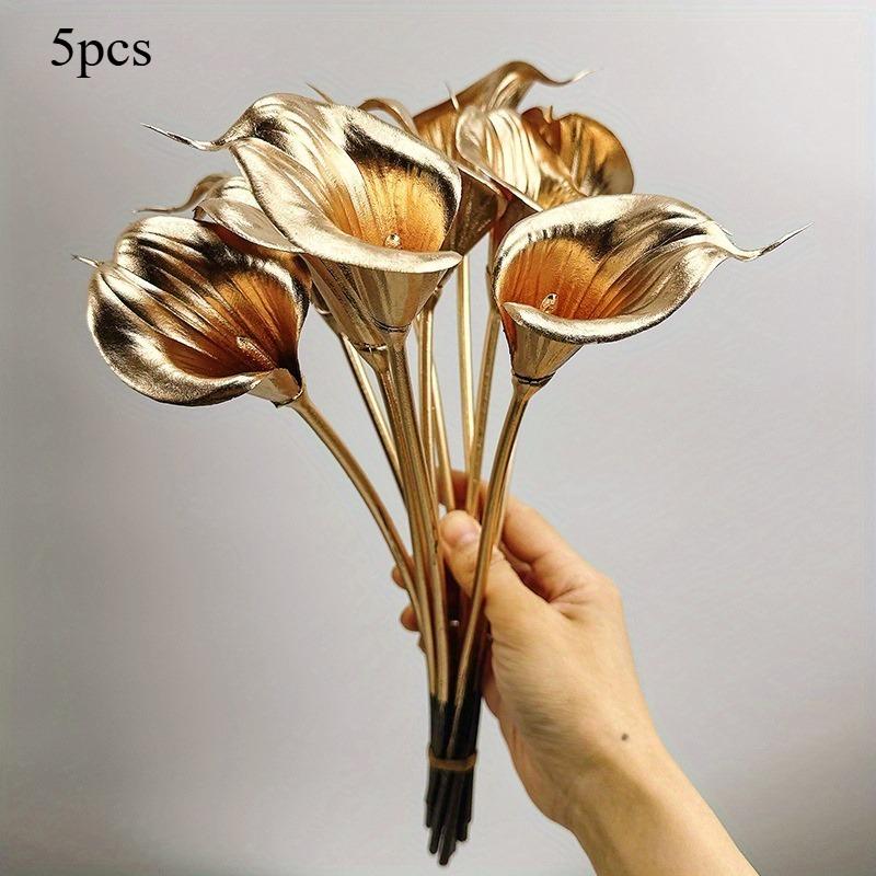 5/10 шт. Искусственные цветы Домашнее украшение Золотая калла Пластик Гостиная Настольный декор Украшение цветами для свадебной вечеринки
