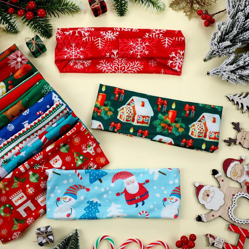 Merry Christmas Headbands for Women Hairband Sports Fitness Yoga Running Sweatband Snowman Snowflake Headwraps Fashion Headwear Hair Accessories Gifts