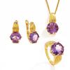 Light Luxury Retro Natural Amethyst Ring Earrings Pendant Necklace Set Women 925 Sterling Silver New Fine Jewelry