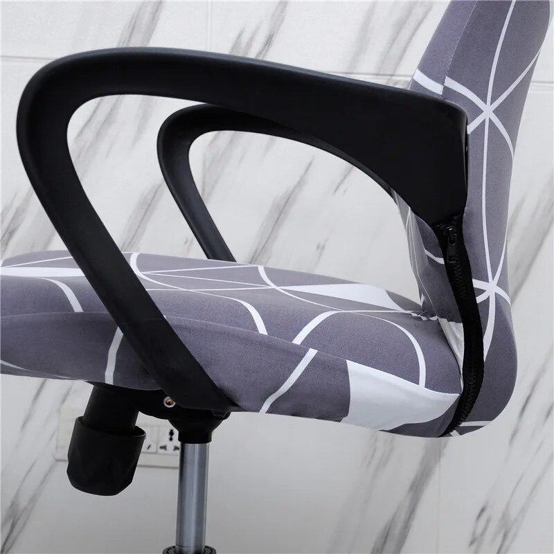 Stretch Game Chair Cover with Headrest for Office Internet Cafe Computer Armrest Gaming Chair Covers Printed Fabric Seat Case