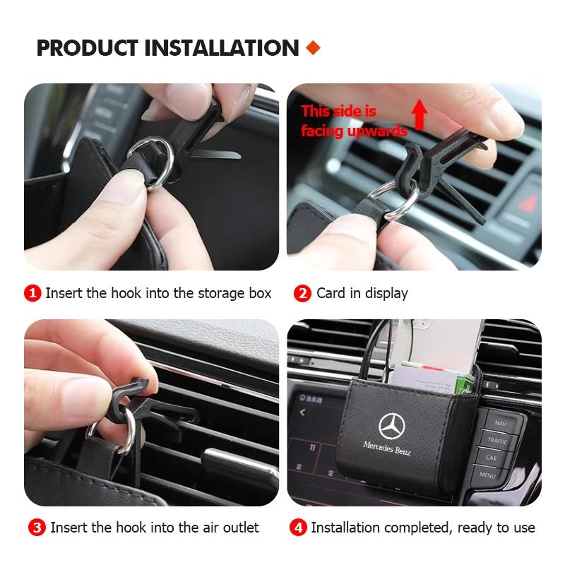 Universal Car Air Vent Organizer Box Storage Bag Phone Holder For Mercedes Benz W211 W124 W176 W177 C180 C200 C260 C300 GLC CLE