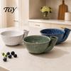 Kitchen Gadgets for Fruits Ceramic Swirl Berry Colander Bowl, Auto-Spin Washing Fruit Rinse Basin, Rinsing Basket Quick Drainage Bowl Fresh