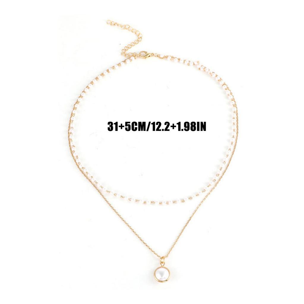 Elegant Multi Layer Imitation Pearls Pendant Necklace for Women Adjustable Length and Alloy Chain Neckpiece Jewlery