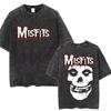 Стирка Винтаж Хардкор Панк Группа Misfits Футболка Ужас Скелет Графическая Футболка Мужская Женская Мода Повседневная Оверсайз Футболки