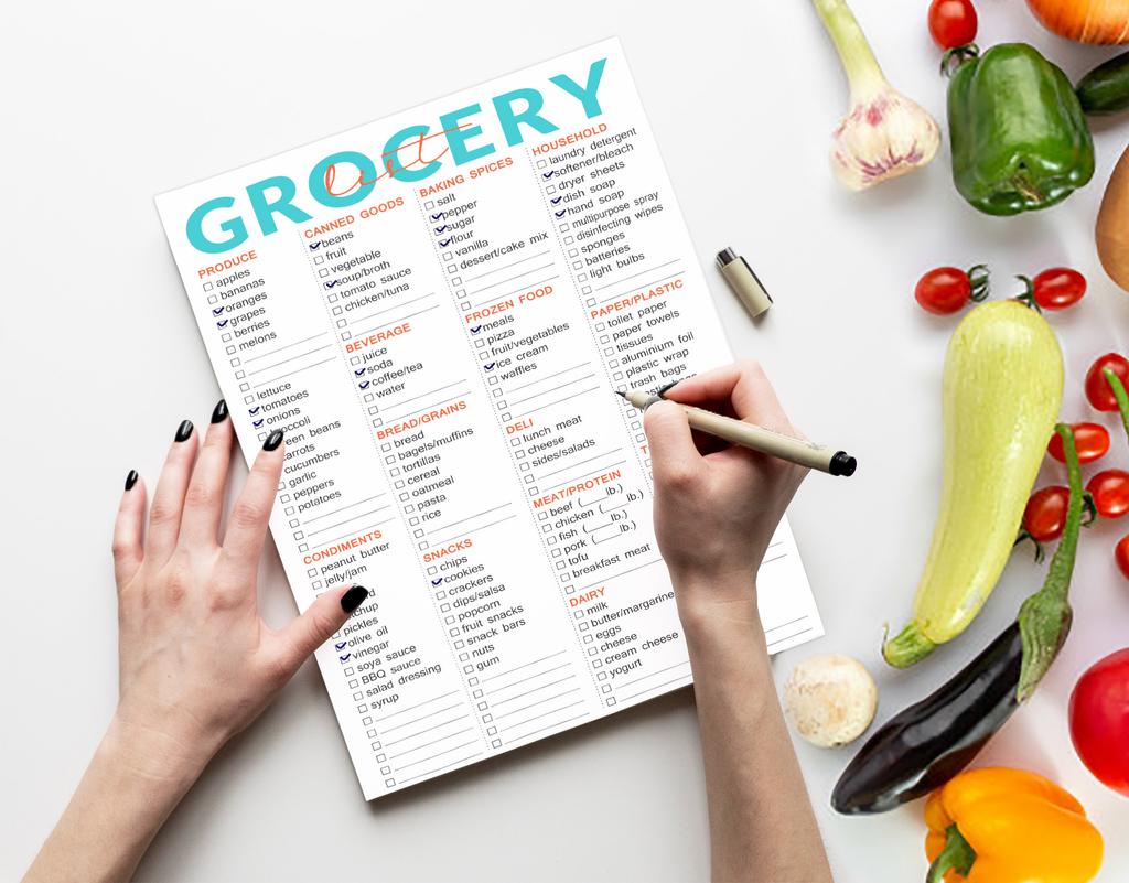 Inkdotpot Магнитный блокнот для списка покупок, пустой список покупок, портативный размер 6 x 9 дюймов - 54 страницы, еженедельные покупки продуктов