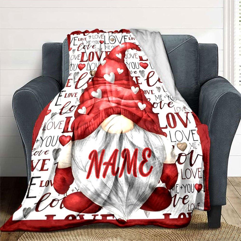 Love Gnome Home Customize Your Name Blankets Soft Cozy Lightweight All Season Multi Use Blanket For Couch Office Bed Living Room Picnic Perfect Gift