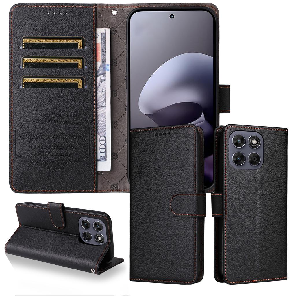 Case for Moto G67 5G - Leather/PU, Black, With Card Holder