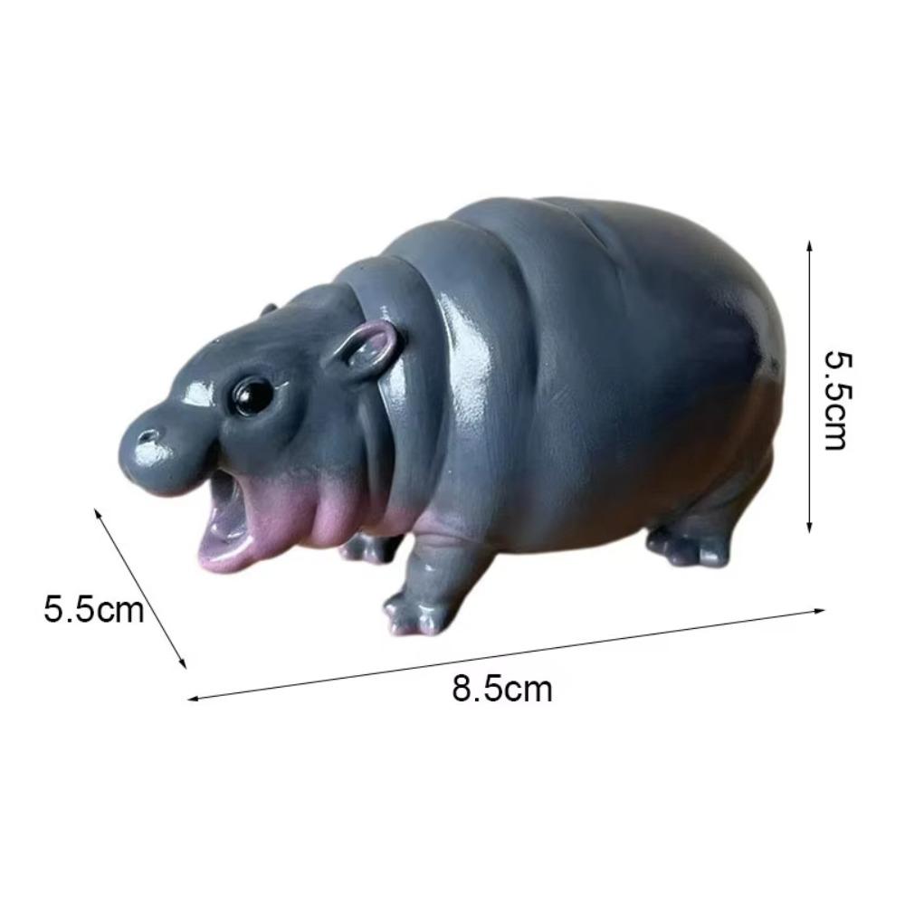 Mini Moo Deng Hippo Ornaments The Bouncy Pig Hippo Resin Figurines Fans Collection