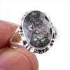 Natural Black Rutile Gemstone 925 Solid Sterling Silver Jewelry Ring Size 6 Q0H30