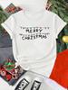 Футболка с надписью Merry Christmas, Рождественская шапка, Футболка с рогами, Модная белая футболка, Одежда с принтом, Женские повседневные футболки с коротким рукавом и графическим рисунком