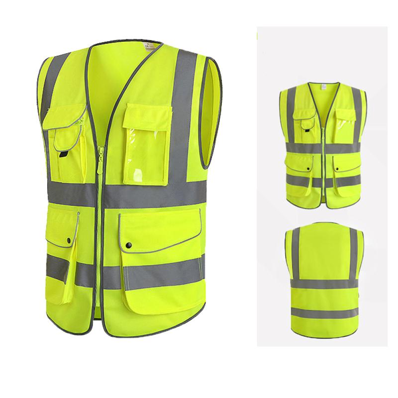 Светоотражающий жилет Светоотражающий костюм с несколькими карманами для безопасности дорожного движения Жилет для верховой езды