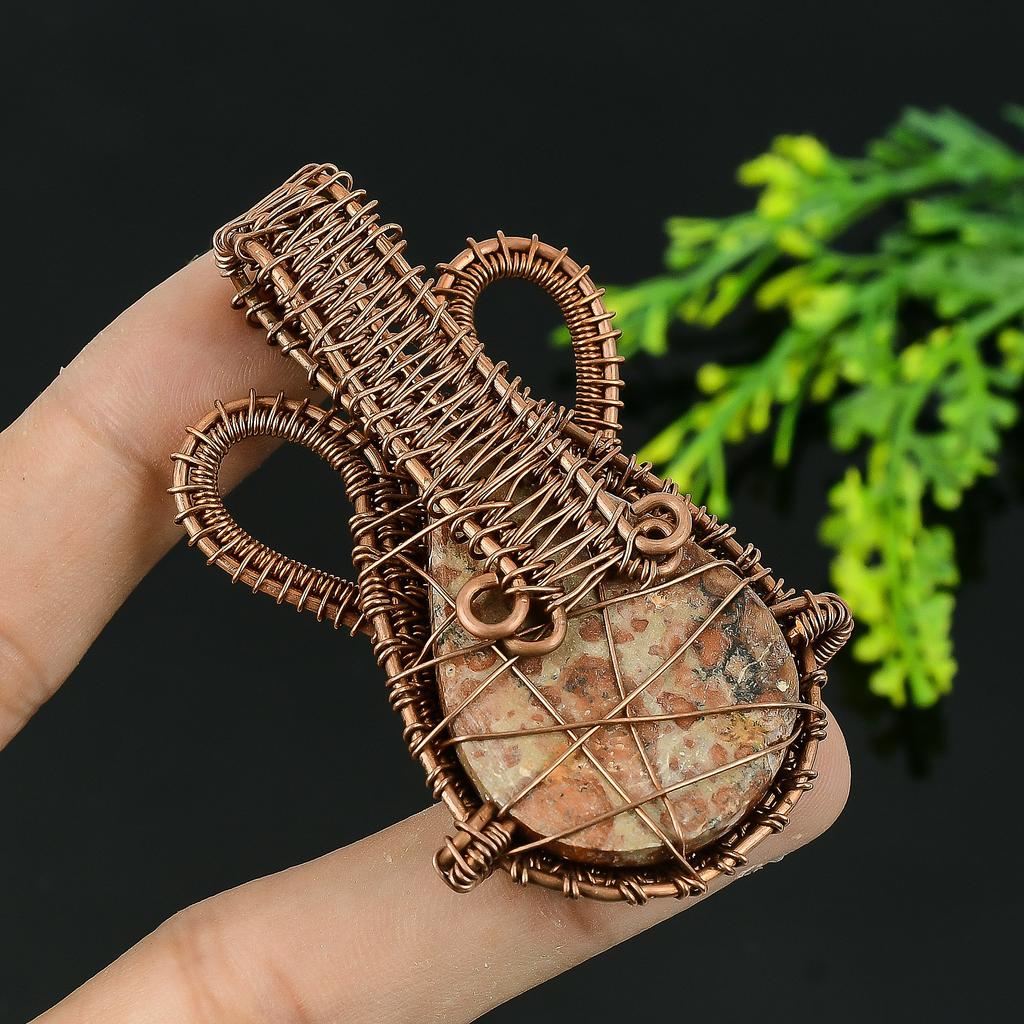 Подвеска из медной проволоки из натурального известняка в гранате, драгоценный камень, подарочная подвеска 2,75 I6C08