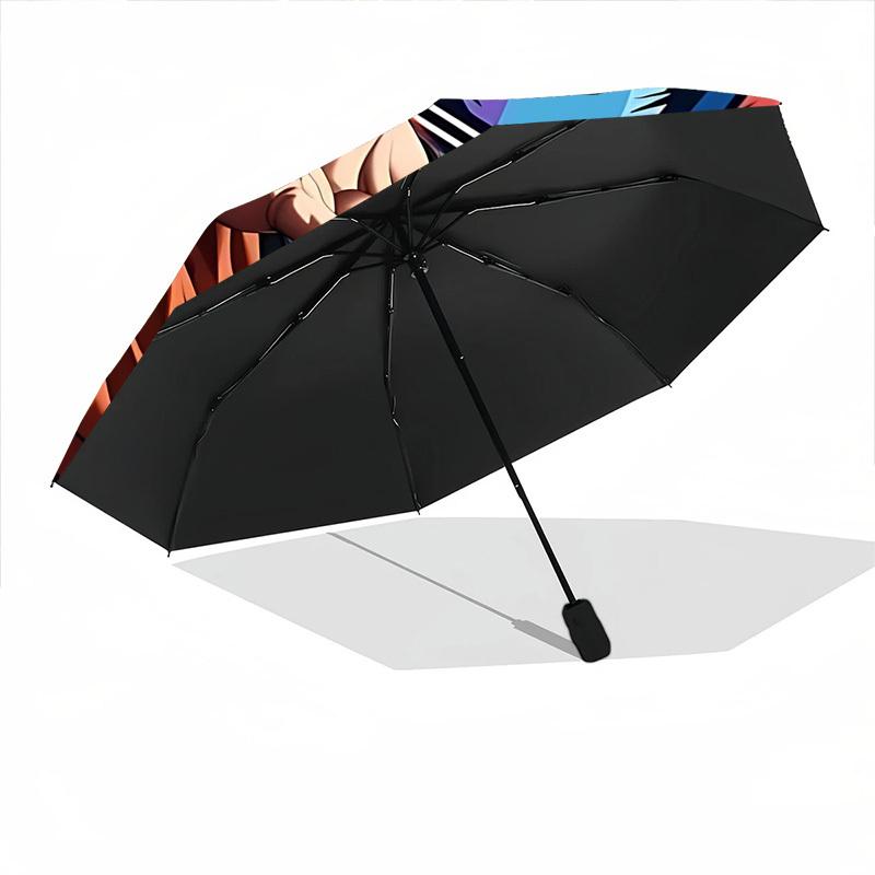 Dragon Ball Goku Saiyan Automatic Folding Umbrella - Lightweight, Retractable Design with 8-Rib Durability, Perfect for Outdoor Adventures,