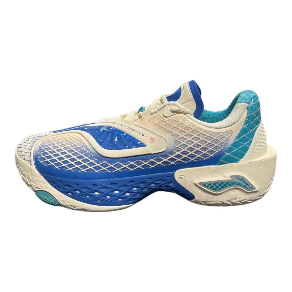 Li Ning Амортизация Упругая Амортизация Упругость Низкие Баскетбольные Кроссовки Мужские Белый Синий ABFW003-2