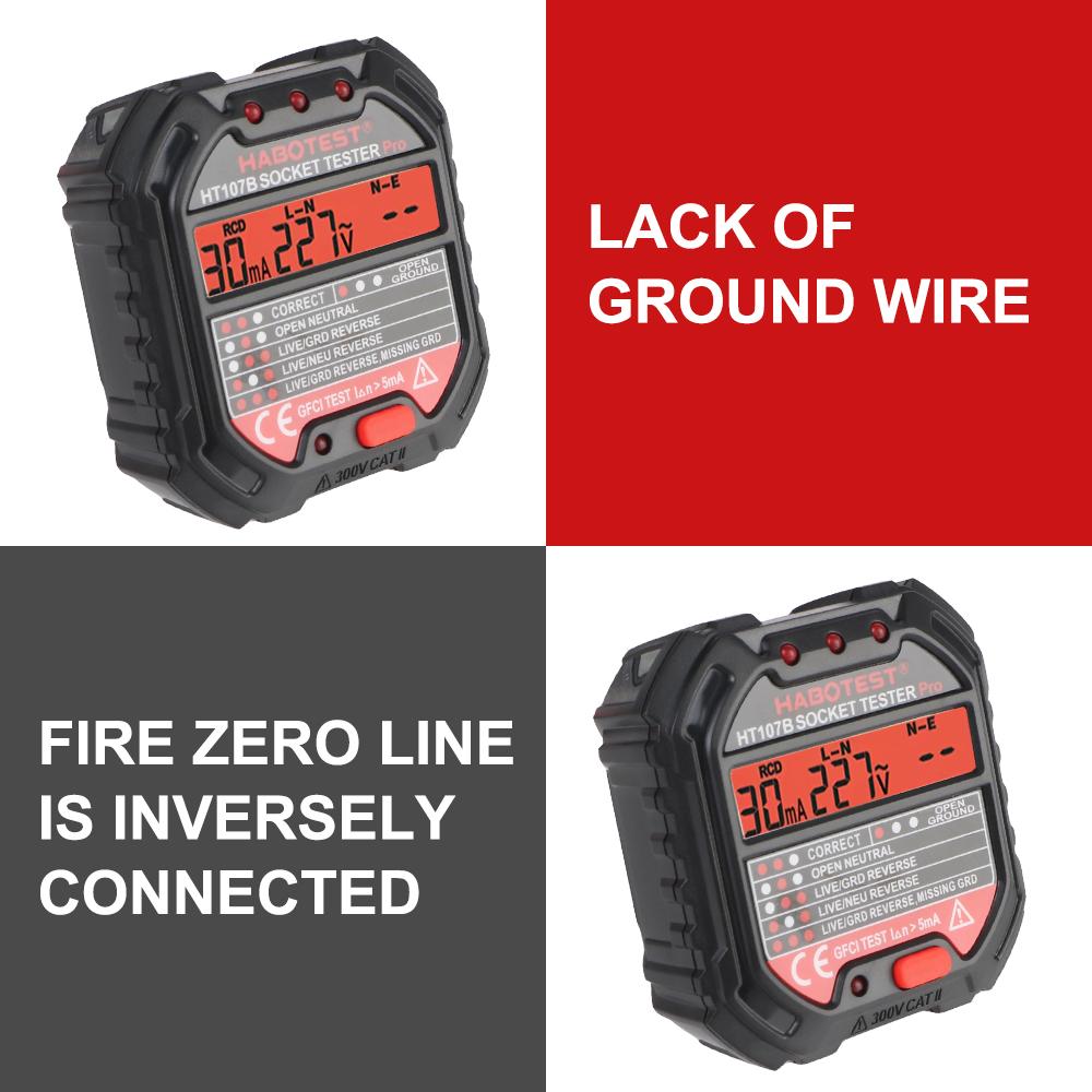 Универсальный RCD GFCI Тестирование Полярности Фазовый Контроль Заземления Вилки US EU Нейтральный Провод Тестер Розетки Переменного Тока Детектор Тестирование Напряжения 90-250 В