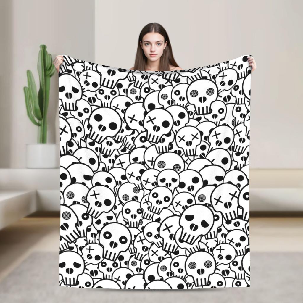 Sugar Skull Day of the Dead Blankets Gothic Mexican Skeleton Halloween Flannel Funny Warm Throw Blankets for Home Spring/Autumn