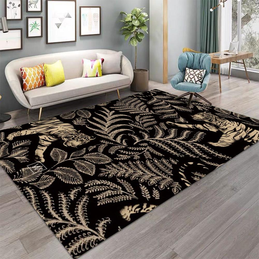 Vintage Botanical Carpet Rug Home Decoration Retro Floral Plants Floor Mat Living Room Hallway Bedroom Black Grey Green