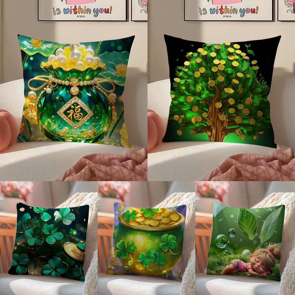 Irish Traditional Holiday Art St Patricks Day Cushion Cover Pillowcase Short Plush Invisible zipper Room Sofa Cushion Cover