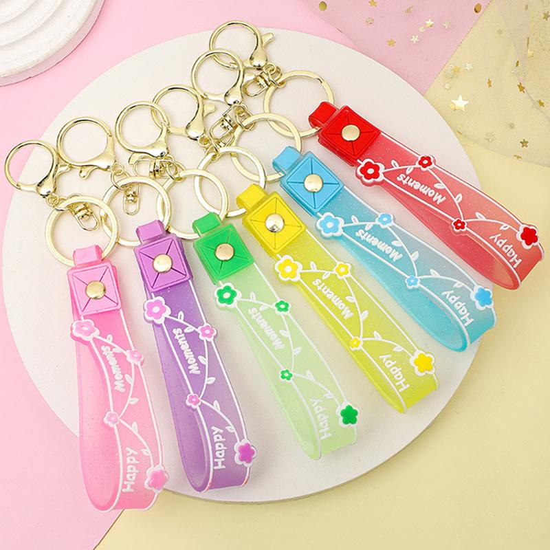 Прозрачный ПВХ мягкий резиновый брелок для ключей английский маленький цветок желе цвета сливы конфетный цвет капли клейкий браслет