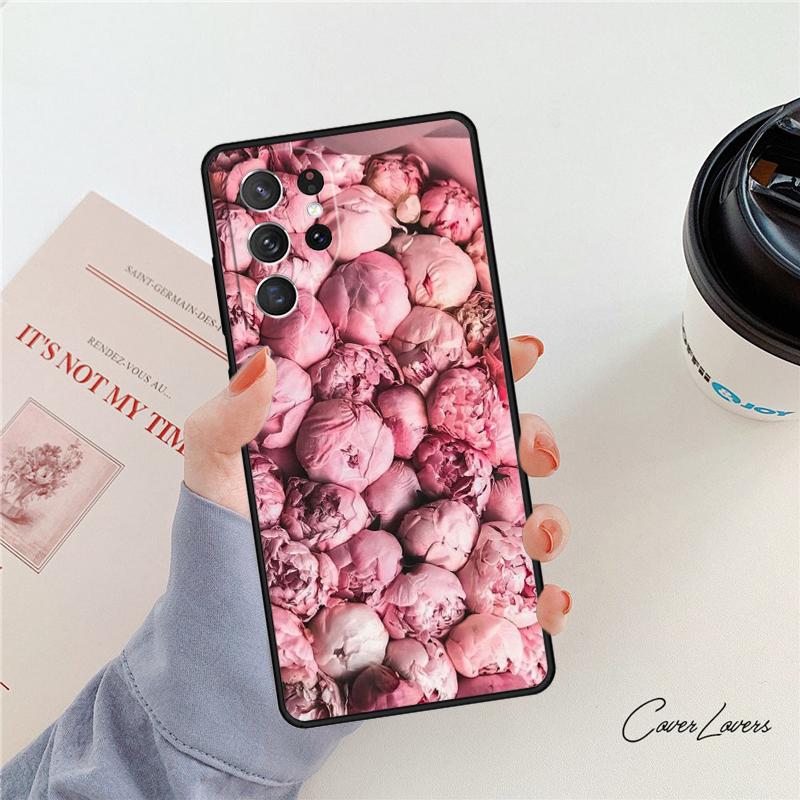 Peonies Beautiful Flower phone case For Samsung Galaxy S24 S25 S23 S22 Ultra Note 10 20 Plus S20 S21 FE Cover