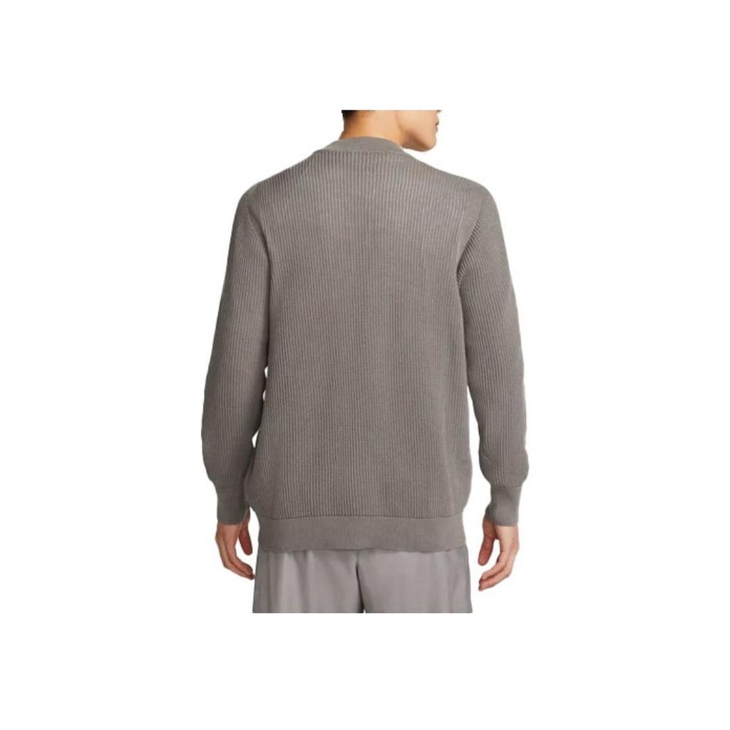 Nike Solid Round Neck Long Sleeve Knit Sweater Men Sweaters Wolf-Grey DN4102-012