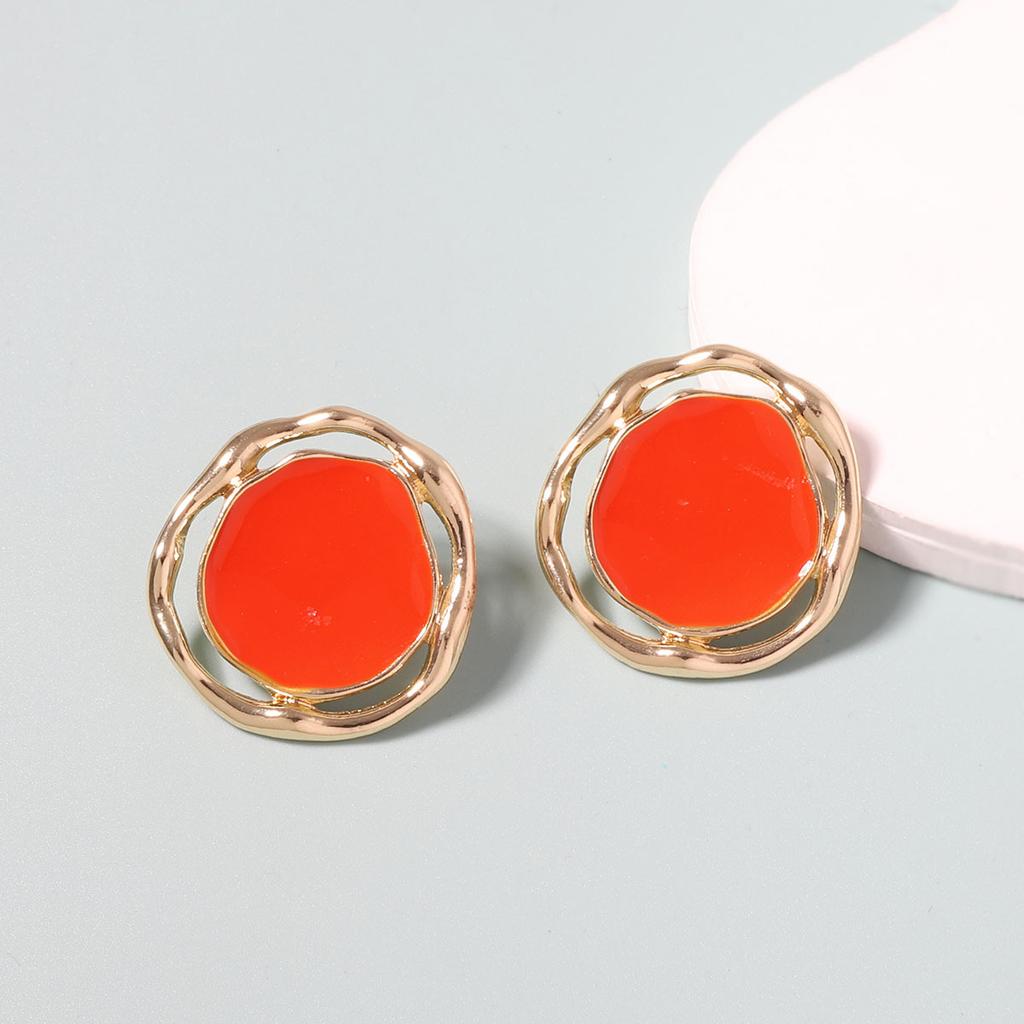 Корейская версия нишевого креативного дизайна, дофаминовые разноцветные нерегулярные геометрические круглые серьги-капли из сплава для девушки