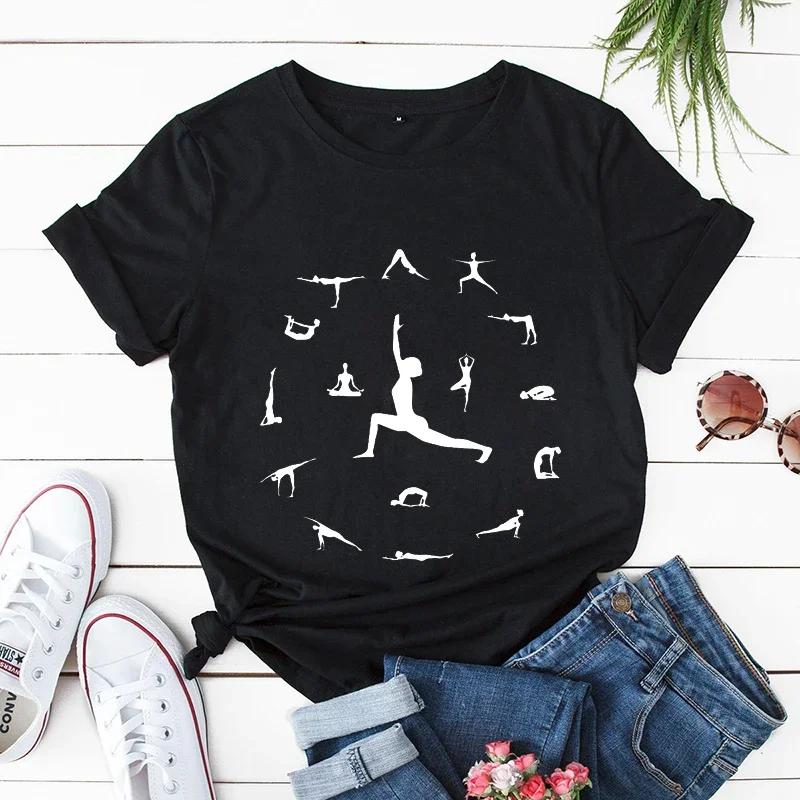 New 2000s Lovely Y2k Top Tshirt Fashion Clothes Women Summer Casual Yoga Posture Print Clothing Short Sleeve Graphic T-shirt