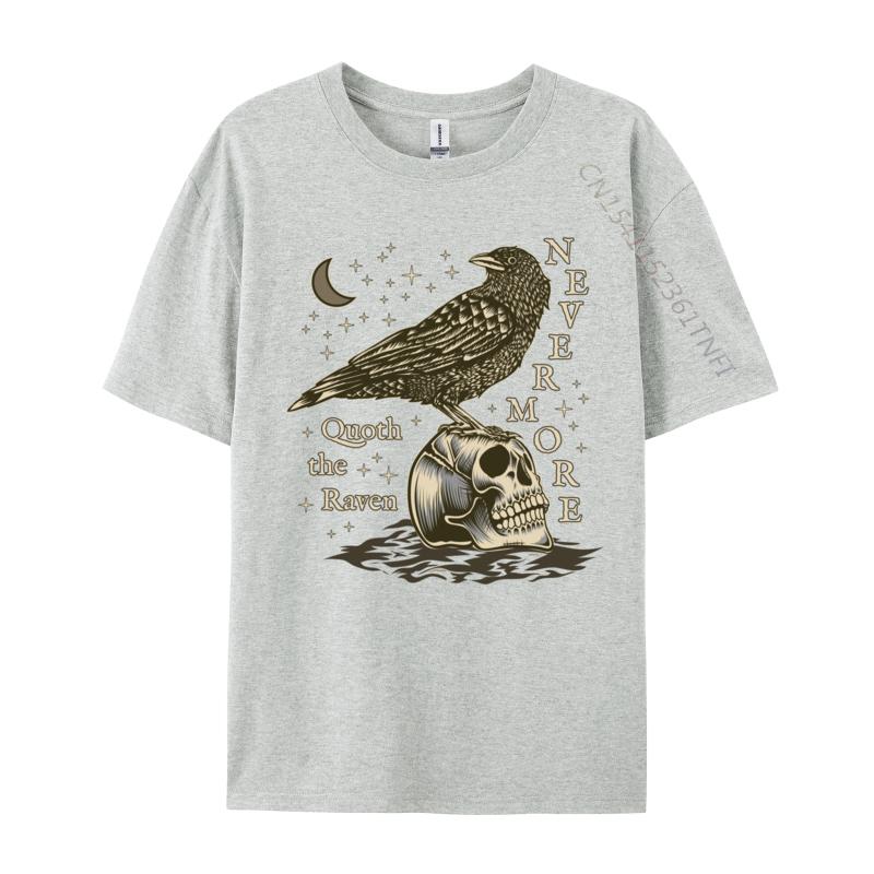 Nevermore The Raven Edgar Allan Poe Dark Academia Literature Casual T-Shirt New Summer/Fall Tops & Tees Cotton Men